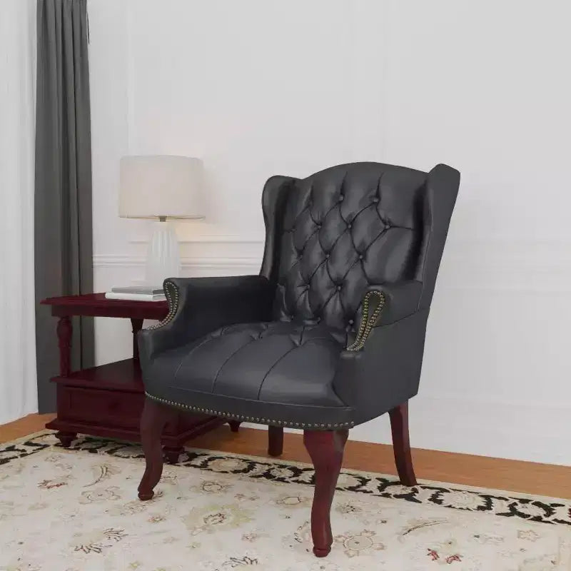 Poltrona ospite tradizionale Wingback nera - Boss Office Products