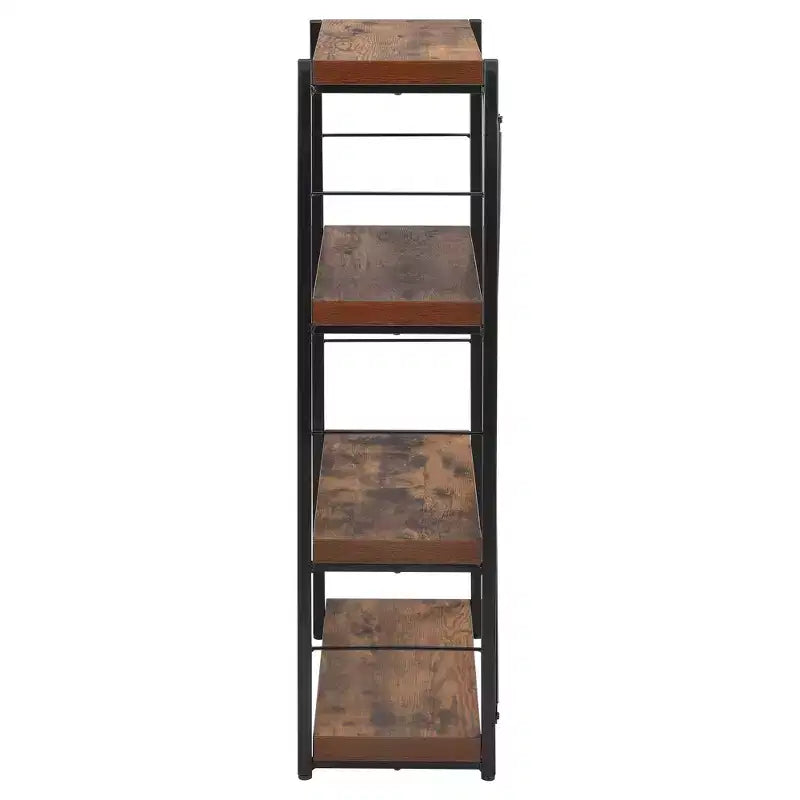 Libreria Decorativa Acme Furniture 43" Quercia: Stile Scandinavo, Struttura in Metallo, Schienale Aperto, 4 Ripiani