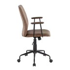 LumiSource Fredrick Sedia da ufficio, metallo nero/PU effetto caffè