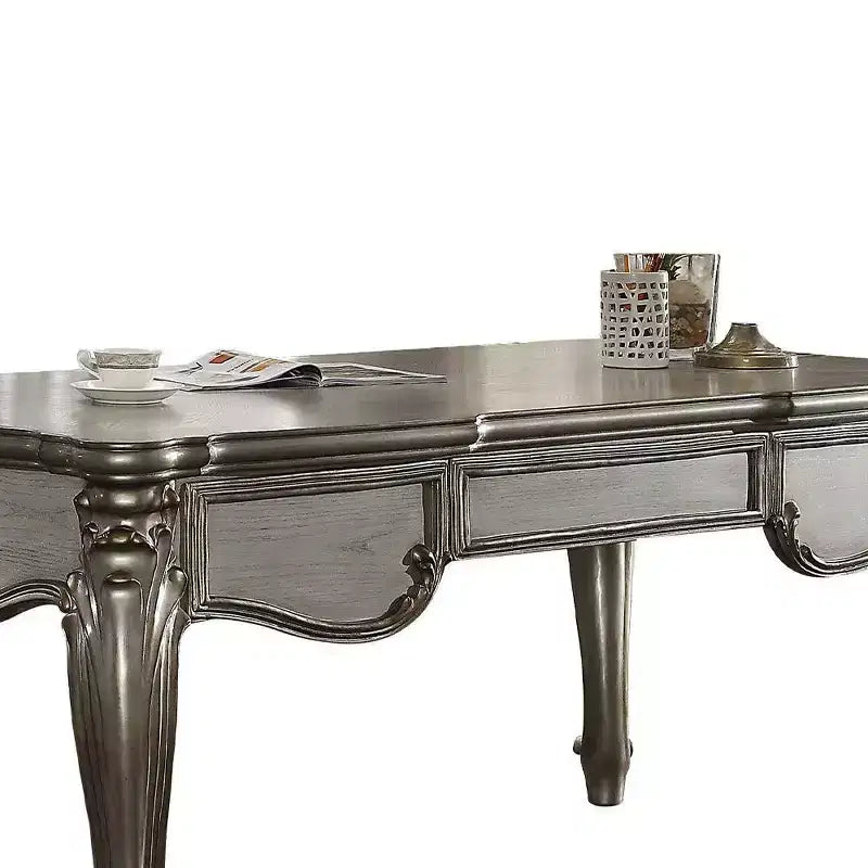 Scrivania direzionale Versailles platino antico - Acme Furniture: Superficie impiallacciata, Struttura in legno, Contenitore chiuso