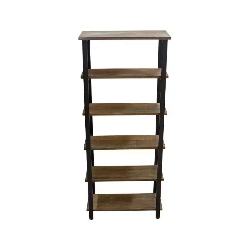 Libreria a 5 ripiani Pomona da 70" in metallo e legno massiccio Naturale - Alaterre Furniture