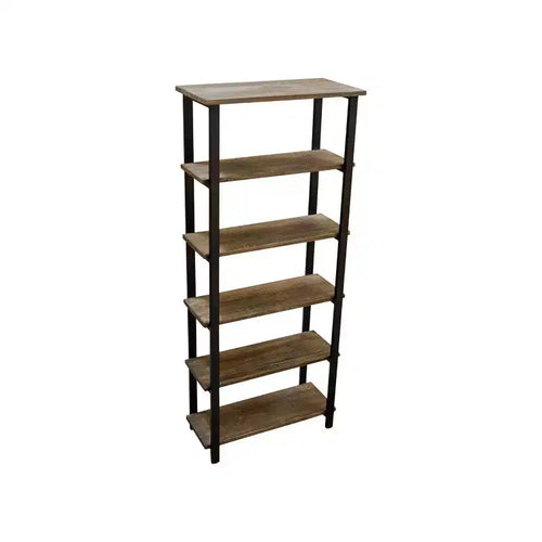 Libreria a 5 ripiani Pomona da 70" in metallo e legno massiccio Naturale - Alaterre Furniture