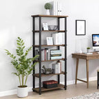 Libreria a 5 ripiani Pomona da 70" in metallo e legno massiccio Naturale - Alaterre Furniture