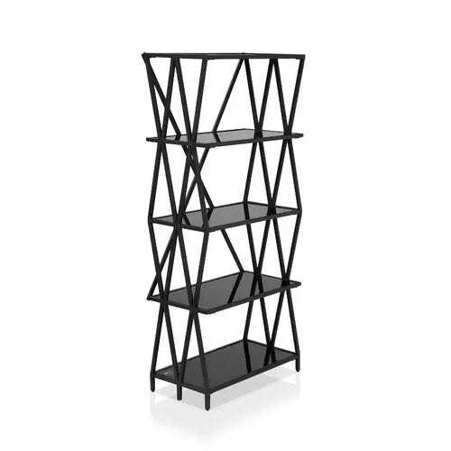 57.5" Werrin 5 Shelves Metal Display Bookshelf Black - miBasics