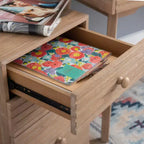 Mobiletto Archivio a 3 Cassetti con Rotelle Wedeln in Legno Finitura Naturale - Powell: Contenitore Mobile con Rotelle Bloccabili