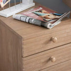 Mobiletto Archivio a 3 Cassetti con Rotelle Wedeln in Legno Finitura Naturale - Powell: Contenitore Mobile con Rotelle Bloccabili