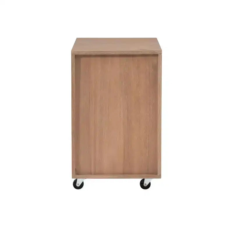 Mobiletto Archivio a 3 Cassetti con Rotelle Wedeln in Legno Finitura Naturale - Powell: Contenitore Mobile con Rotelle Bloccabili
