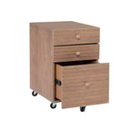 Mobiletto Archivio a 3 Cassetti con Rotelle Wedeln in Legno Finitura Naturale - Powell: Contenitore Mobile con Rotelle Bloccabili