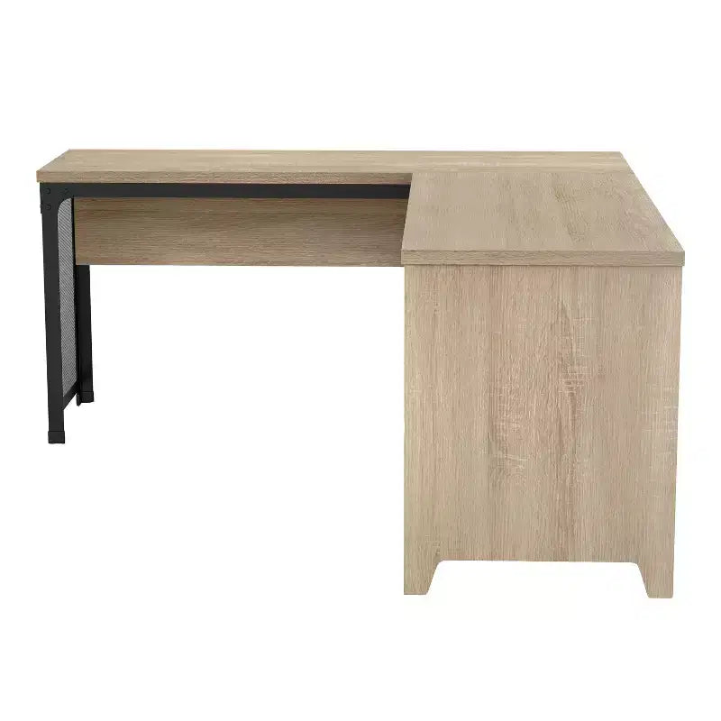 miBasics Scrivania ad L Spiritroam Industriale da 65" con Piano Sollevabile Quercia Naturale: Struttura in Ferro, Superficie in Truciolato