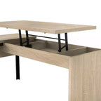 miBasics Scrivania ad L Spiritroam Industriale da 65" con Piano Sollevabile Quercia Naturale: Struttura in Ferro, Superficie in Truciolato