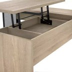 miBasics Scrivania ad L Spiritroam Industriale da 65" con Piano Sollevabile Quercia Naturale: Struttura in Ferro, Superficie in Truciolato