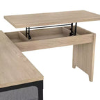 miBasics Scrivania ad L Spiritroam Industriale da 65" con Piano Sollevabile Quercia Naturale: Struttura in Ferro, Superficie in Truciolato