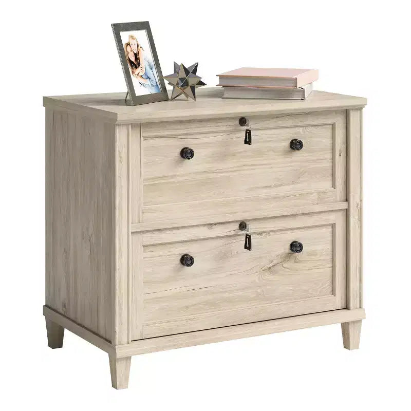 Sauder Cassettiera laterale a 2 cassetti Hammond Chalk Oak: Stile moderno, struttura in legno di gomma, pulire a macchia