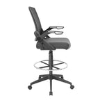 Sgabello da disegno con braccioli ribaltabili in rete nera - Boss Office Products