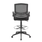 Sgabello da disegno con braccioli ribaltabili in rete nera - Boss Office Products
