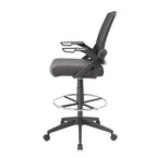 Sgabello da disegno con braccioli ribaltabili in rete nera - Boss Office Products