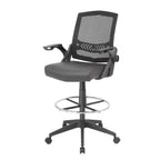 Sgabello da disegno con braccioli ribaltabili in rete nera - Boss Office Products