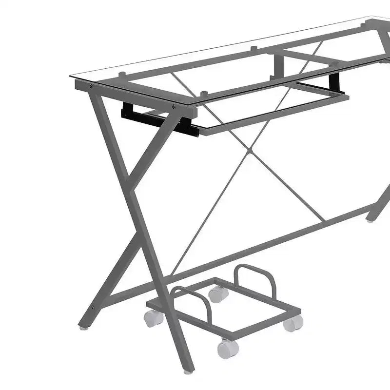 Scrivania Acme Furniture Demas in vetro trasparente/finitura argento