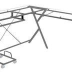 Scrivania Acme Furniture Demas in vetro trasparente/finitura argento