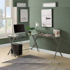 Scrivania Acme Furniture Demas in vetro trasparente/finitura argento