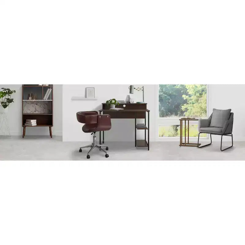 Sedia da ufficio girevole in similpelle Teamson Home con altezza regolabile, marrone