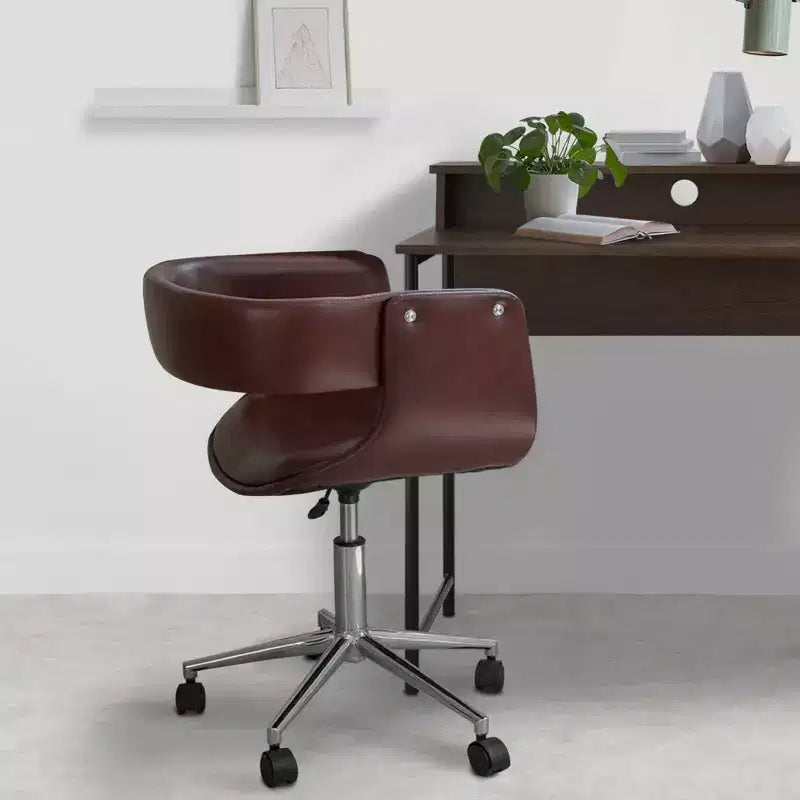 Sedia da ufficio girevole in similpelle Teamson Home con altezza regolabile, marrone