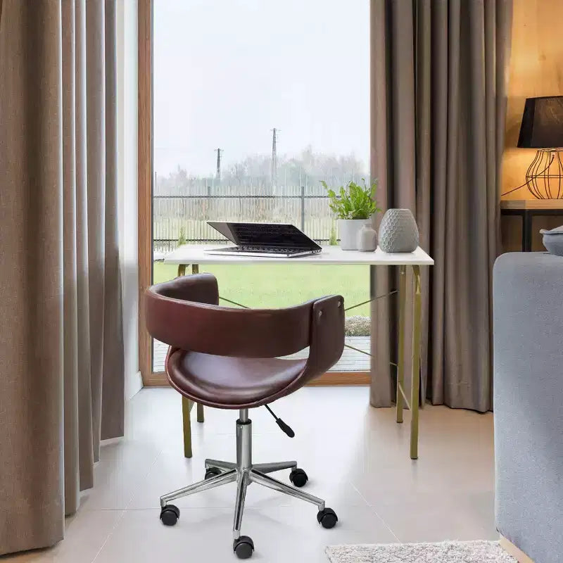 Sedia da ufficio girevole in similpelle Teamson Home con altezza regolabile, marrone