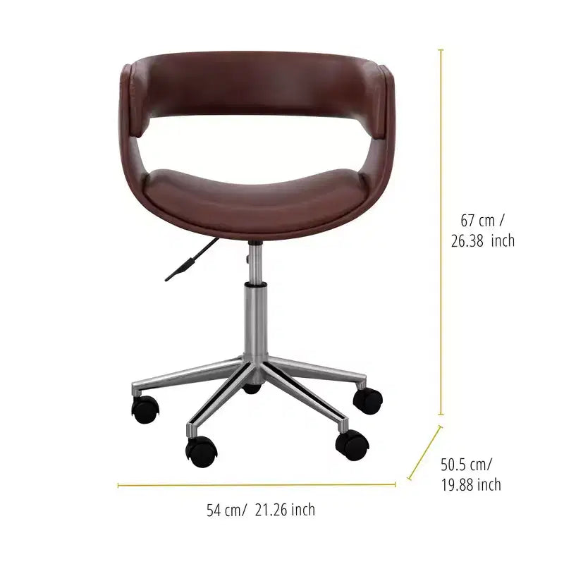 Sedia da ufficio girevole in similpelle Teamson Home con altezza regolabile, marrone
