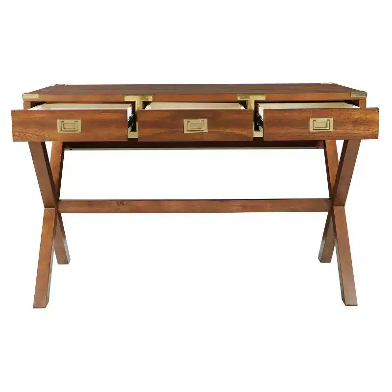 OSP Home Furnishings Scrivania Wellington da 46" con prese integrate, color grano: Stile Tradizionale, compensato e MDF, pulire a secco