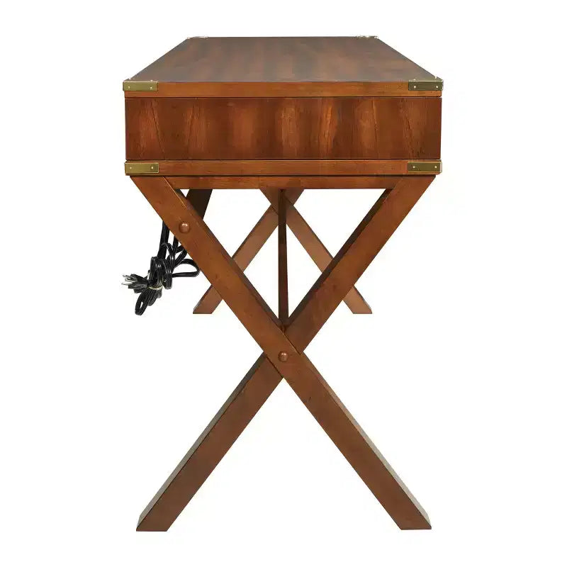 OSP Home Furnishings Scrivania Wellington da 46" con prese integrate, color grano: Stile Tradizionale, compensato e MDF, pulire a secco