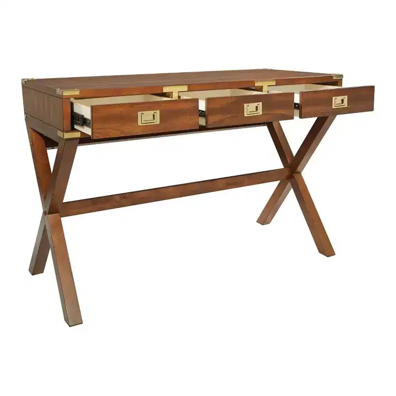 OSP Home Furnishings Scrivania Wellington da 46" con prese integrate, color grano: Stile Tradizionale, compensato e MDF, pulire a secco