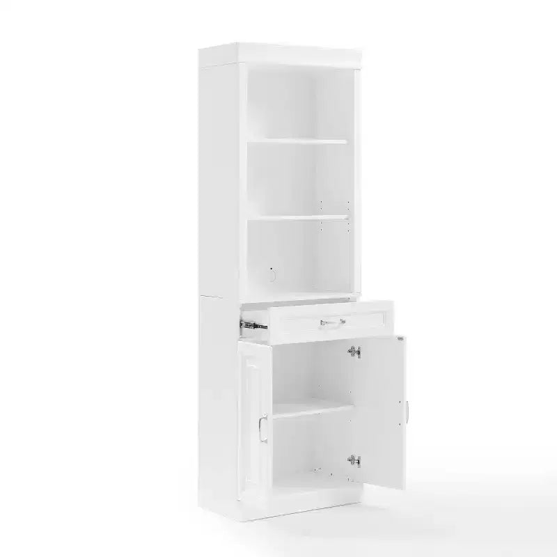 Crosley Libreria portaoggetti 78" Stanton bianca: Design tradizionale stile rustico, 5 ripiani regolabili, Mobiletto