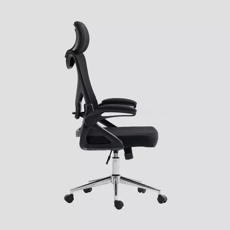 Sedia da ufficio ergonomica Techni Mobili Essential con poggiatesta e supporto lombare nera