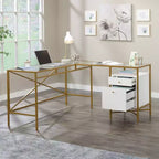 Scrivania angolare con piano in vetro Sauder Harper Heights, bianca