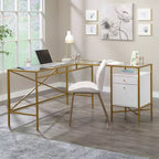 Scrivania angolare con piano in vetro Sauder Harper Heights, bianca