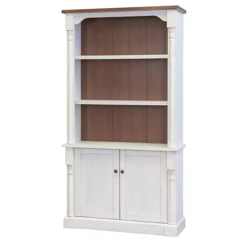 78" Durham 3 Shelf Bookcase with Lower Doors White - Martin Furniture: Cottage Style, Metal Hardware