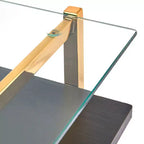 Lifestorey Scrivania Thayer in vetro stile metà secolo oro brillante: Eleganza moderna, struttura in metallo, ripiano aperto