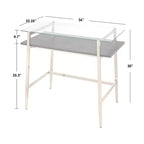 Lifestorey Scrivania Thayer in vetro stile metà secolo oro brillante: Eleganza moderna, struttura in metallo, ripiano aperto