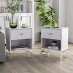 Set di 2 tavolini finali Rupelt con porta USB bianco antico - miBasics