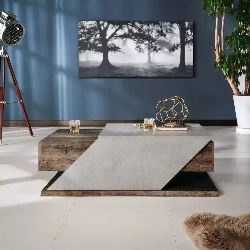 HOMES: Inside + Out Tavolino Antero con piano sollevabile Quercia Riciclata: Stile Industriale, Vano Contenitore, MDF