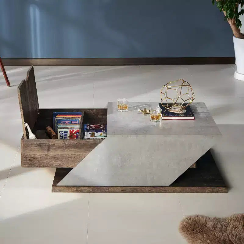 HOMES: Inside + Out Tavolino Antero con piano sollevabile Quercia Riciclata: Stile Industriale, Vano Contenitore, MDF