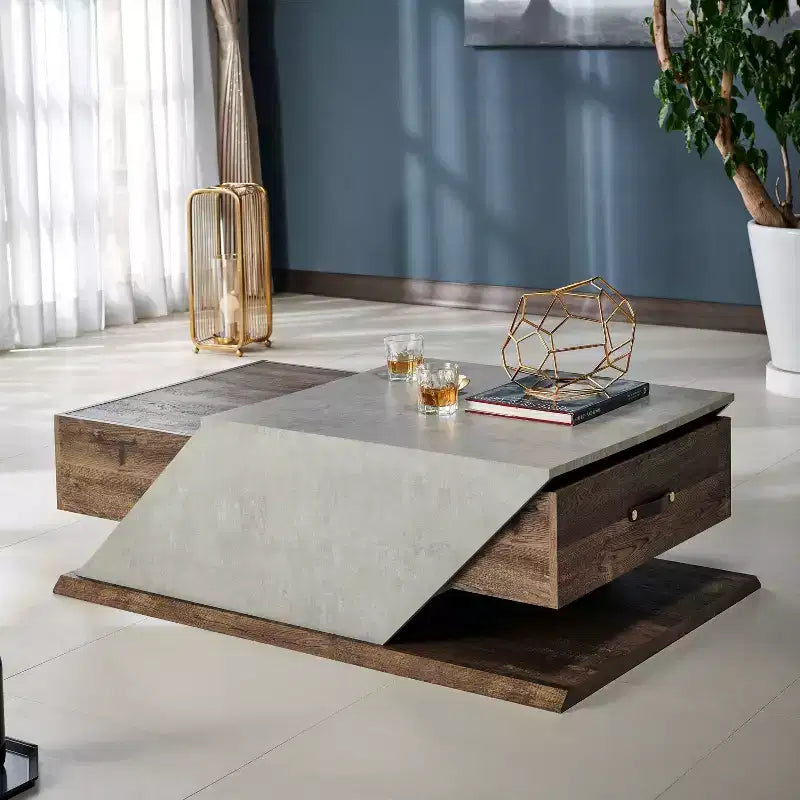 HOMES: Inside + Out Tavolino Antero con piano sollevabile Quercia Riciclata: Stile Industriale, Vano Contenitore, MDF