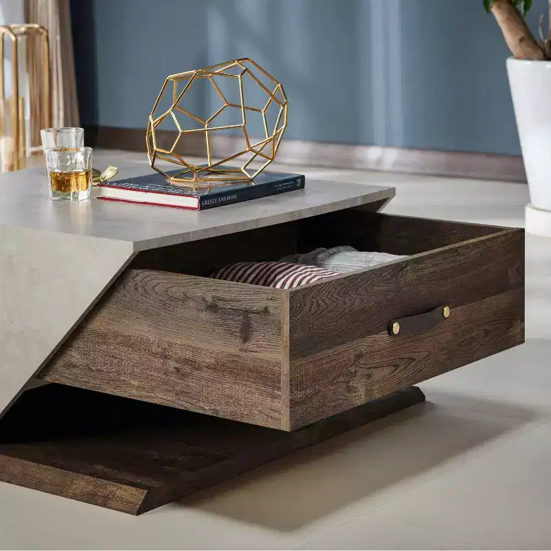 HOMES: Inside + Out Tavolino Antero con piano sollevabile Quercia Riciclata: Stile Industriale, Vano Contenitore, MDF