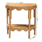 bali & pari Tavolino console in rattan con bordo smerlato Paisley, miele chiaro