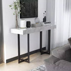 Set 3 tavolini da caffè contemporanei Rohde con cassetti, grigio/metallo color gomma - miBasics