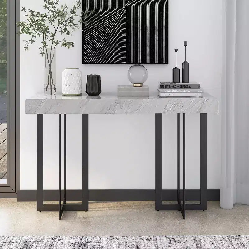 Set 3 tavolini da caffè contemporanei Rohde con cassetti, grigio/metallo color gomma - miBasics