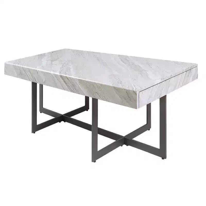 Set 3 tavolini da caffè contemporanei Rohde con cassetti, grigio/metallo color gomma - miBasics
