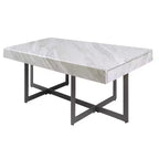 Set 3 tavolini da caffè contemporanei Rohde con cassetti, grigio/metallo color gomma - miBasics