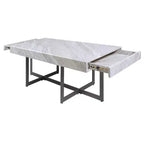 Set 3 tavolini da caffè contemporanei Rohde con cassetti, grigio/metallo color gomma - miBasics