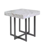 Set 3 tavolini da caffè contemporanei Rohde con cassetti, grigio/metallo color gomma - miBasics